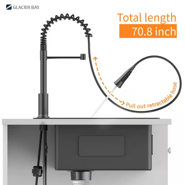 30 in Drop-In Single Bowl 18 Gauge Gunmetal Black Stainless Steel Workstation Kitchen Sink with Black Spring Neck Faucet