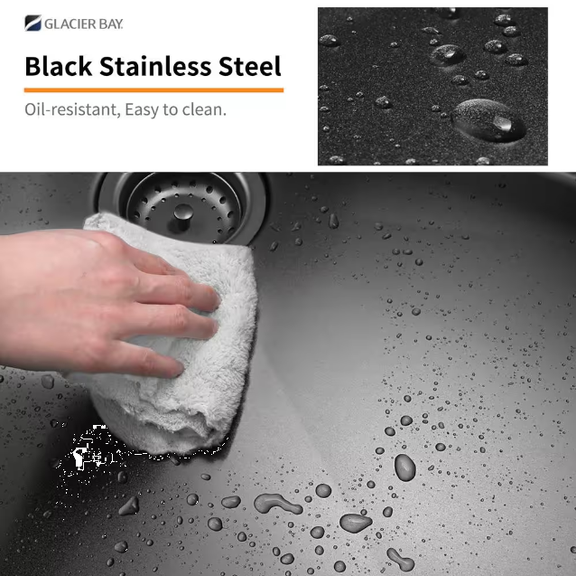 32 in Drop-In Single Bowl 18 Gauge Gunmetal Black Stainless Steel Workstation Kitchen Sink with Black Spring Neck Faucet